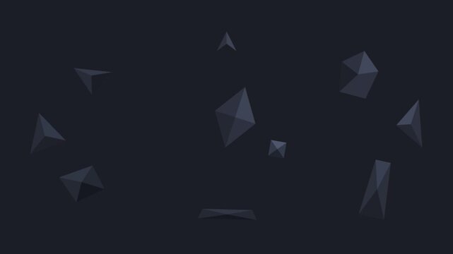 Abstract 3D Geometric Shapes Floating in Dark Minimalist Space
