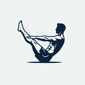 Fit person performing a v-sit core exercise for abdominal strength with v sit exercise training abdominal muscular bodyweight physical activity performance endurance silhouette illustration