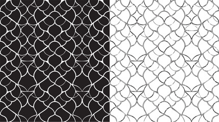 fish scale pattern black vector silhouette with line art pair icon © Shamsul