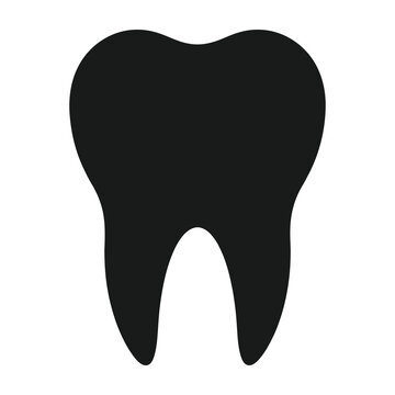 Black silhouette of a molar tooth on white background