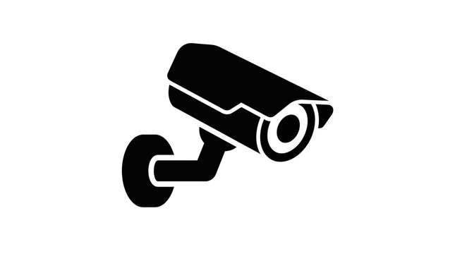 Security surveillance camera icon black silhouette on white background for safety systems