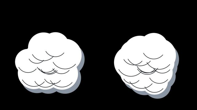 Two fluffy clouds floating in digital animation footage for design