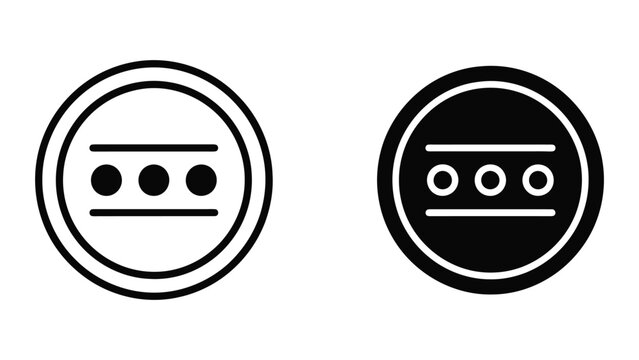 More options menu icon set featuring a circular button with three dots in a minimalist vector style