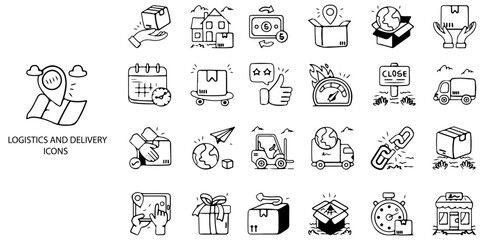 Fototapeta premium Logistics Delivery simple New concept 24 color icons set .Vector illustration.