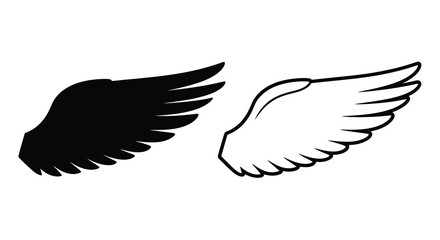 Obraz premium Wing silhouettes black and white on a white background