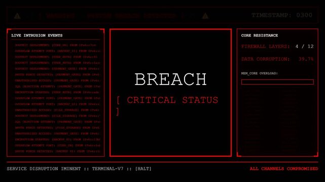 System Breach Critical Status Live Intrusion Animation.