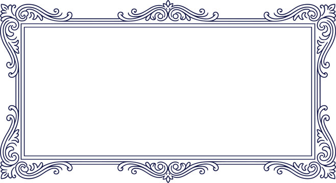 Elegant vintage ornamental border frame template with classic filigree scrolls for certificate and wedding card design