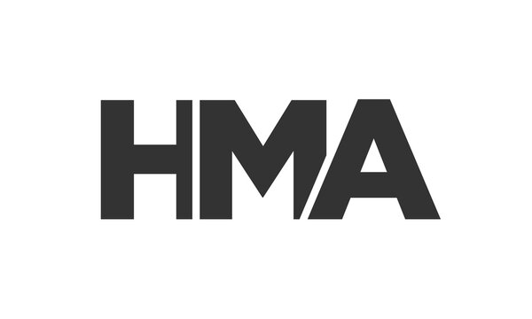 HMA logo design template with strong and modern bold text. Initial based vector logotype featuring simple and minimal typography. Trendy company identity.