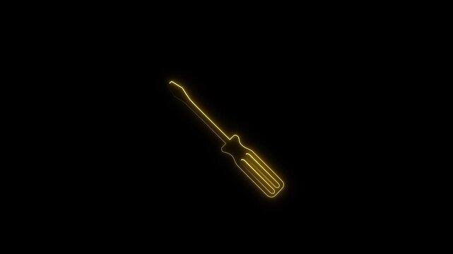 Neon screwdriver animation. Glowing Screwdriver repair tools motion. repair and maintenance symbol 4k video footage.