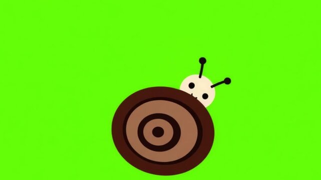Minimalist Vector Snail Peeking Out of Shell Animation on Green Screen
