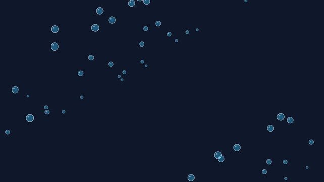 Floating blue bubbles drift through deep dark water in this seamless digital animation loop designed for modern motion video projects