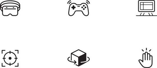 Fototapeta premium Set of minimalist line depicting virtual reality gaming and digital interaction controller