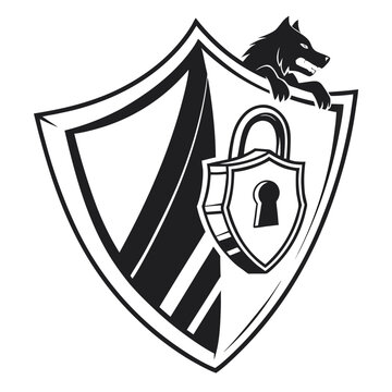 Wolf guard shield security concept logo with security, predator