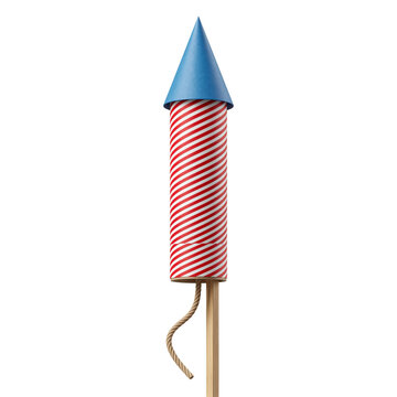 Red and white striped firework rocket