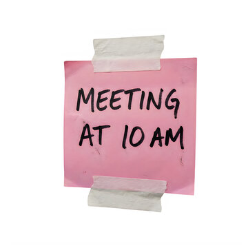 Handwritten meeting reminder note at 10 am