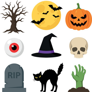 Spooky Halloween vector elements and icon set