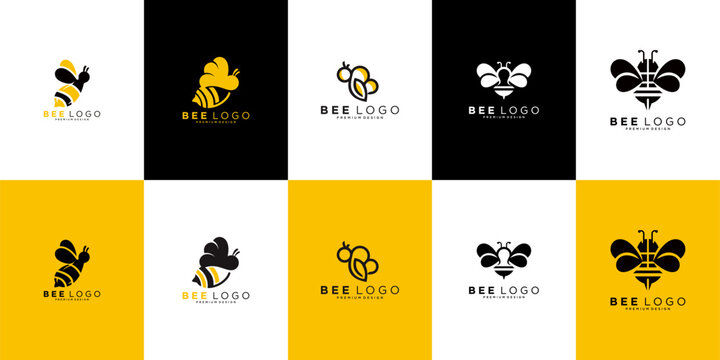 Collection of Bee Logos for Branding and Design.