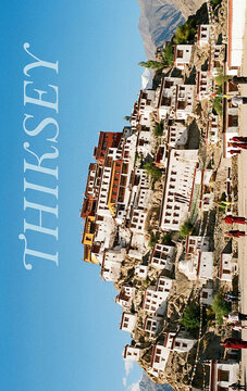 Scenic View of Thiksey Monastery on a Hilltop under Clear Blue Sky in Ladakh India