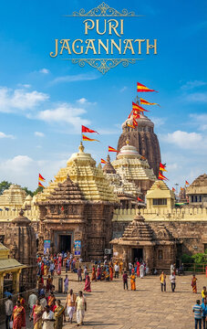 Historic Jagannath Temple Entrance with Devotees in Puri Odisha India
