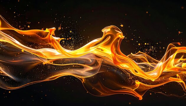 Vibrant orange flame on black background.