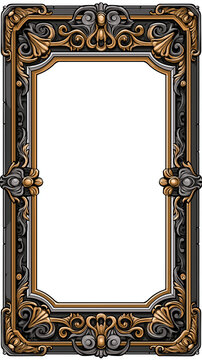 Epic Fantasy Trading Card Frame with Decorative Ornate Border on White Background