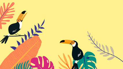Colorful tropical bird desktop wallpaper, yellow design © Rawpixel.com