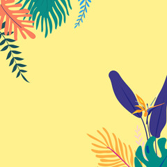 Colorful summer tropical leaf border, yellow design © Rawpixel.com