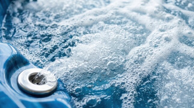 Close up of hot tub water jet with bubbles