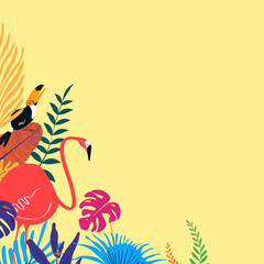 Colorful summer tropical bird border, yellow design © Rawpixel.com
