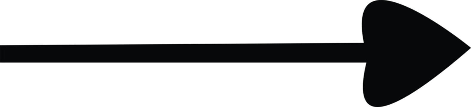 Black arrow with a heart shaped head pointing to the right pointer
