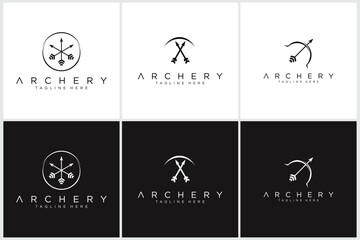 Fototapeta premium Archery Logo Designs Set Minimalist Style.