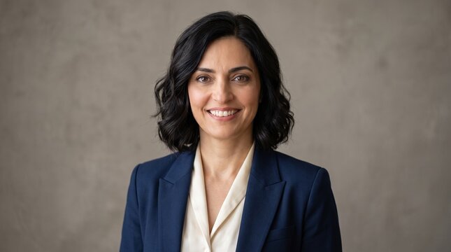 Professional Woman in Business Blazer Smiling at Camera