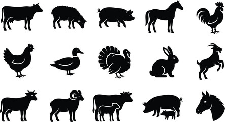 Obraz premium Farm Animal Silhouette Collection 