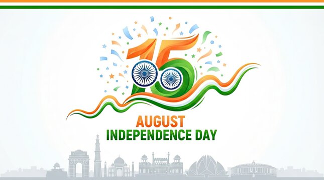 India independence day 75th anniversary vibrant celebration with national landmarks