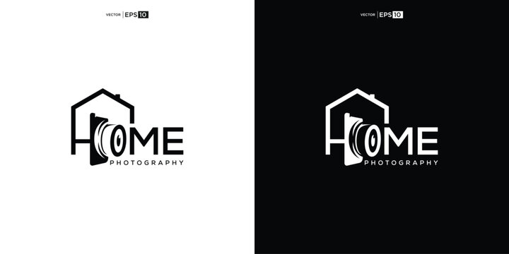 Home Photography Logo Design with Camera Lens.