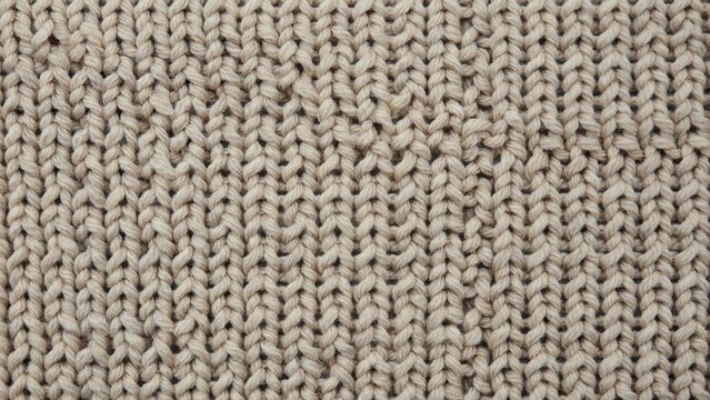 Knitted fabric close up textured beige yarn thick loops uniform rows craftsmanship textile design material pattern vector background