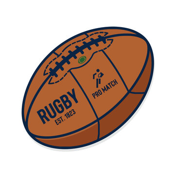 Minimalist Vector Illustration of Rugby Ball