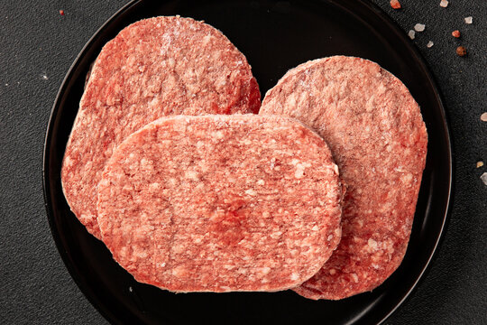 Frozen cutlet meat food food preparation tasty snack fresh and delicious gourmet food background on the table rustic food top view copy space