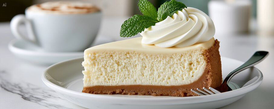 Creamy vanilla cheesecake slice