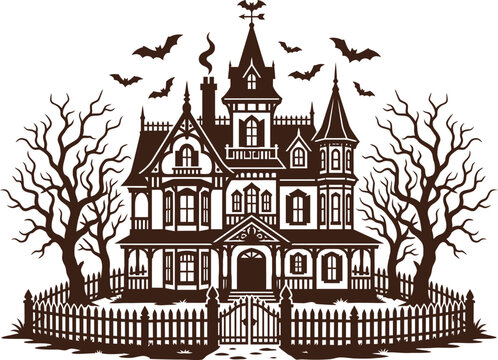 Happy halloween day spooky haunted house illustration for festive decorations celebrations