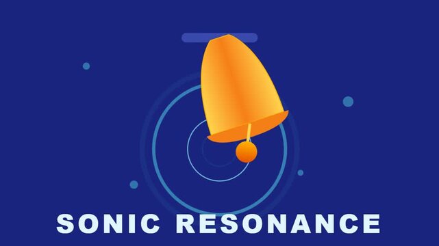 Animated Yellow Bell Ringing with Sound Waves Emitting Signal Pulse