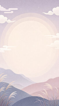 Pastel Lavender Full Moon Korean Traditional Cloud Background