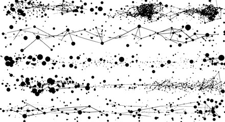 Abstract Black and White Geometric Network Patterns, Digital Data Connections, Scientific Constellation Graphics, Minimalist Dot and Line Art © Maruf