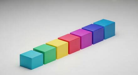 Naklejka premium Colorful rainbow cubes arranged in a neat diagonal line