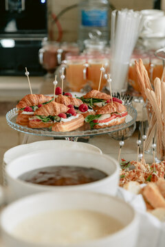 Buffet table with gourmet appetizers prepared for festive event
