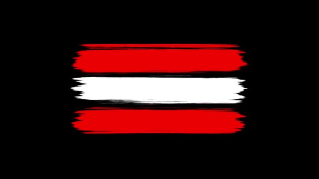Austria flag painted brush stroke animation, national symbol grunge style