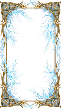 Luxury Fantasy Card Game Template with Intricate Ornate Border and White Background.