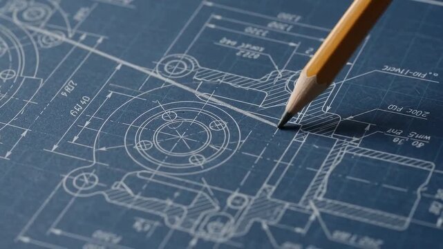 Detailed mechanical engineering blueprint illustrating precise technical plans for industrial component design.