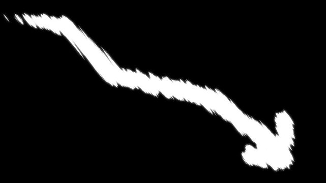 Hand-drawn downward arrow animation, style scribble motion for business presentations and data analysis