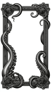 Luxury Fantasy Card Game Template with Intricate Ornate Border and White Background.